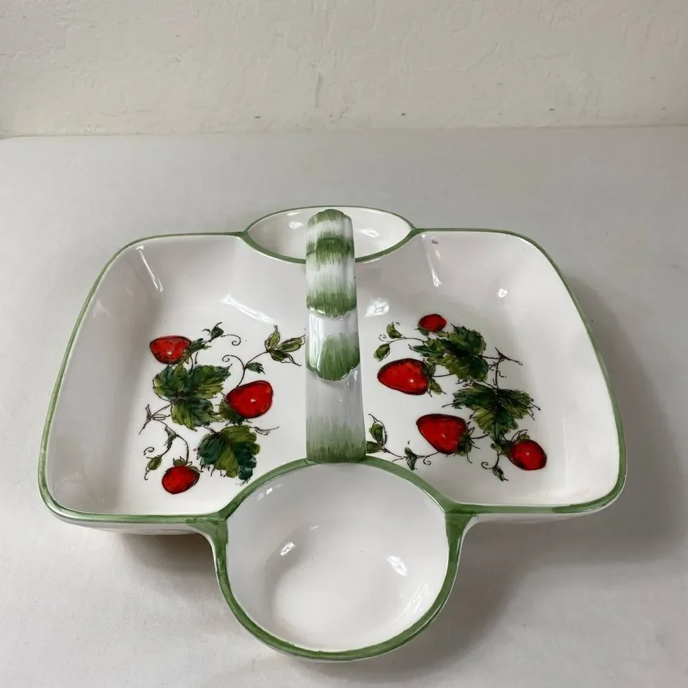 Vtg Hand Painted Strawberry platter by Les Fraises by Shafford